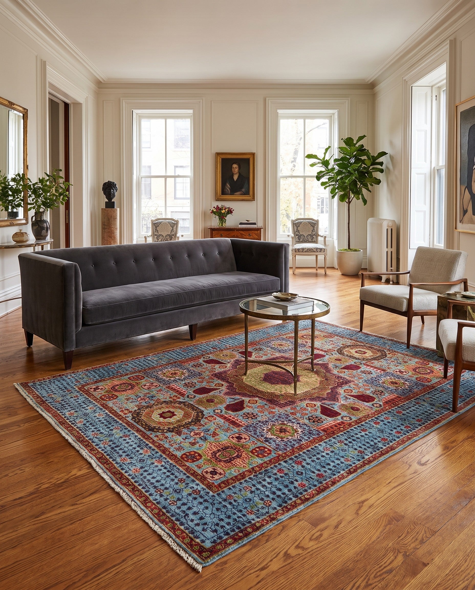 4' 11 x 6' 8 Hand Knotted Mamluk Ziegler Rug