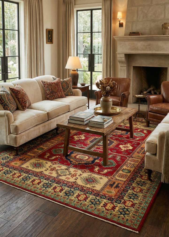 6' 7 x 10' 1 Hand Knotted Kazak Rug