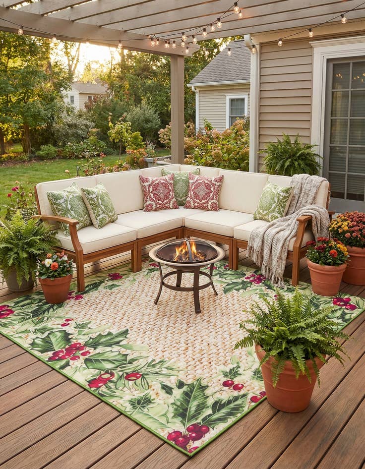 Detail image of 7' 10 x 7' 10 Easy-Clean Jill Zarin Caribbean Indoor / Outdoor Square Rug