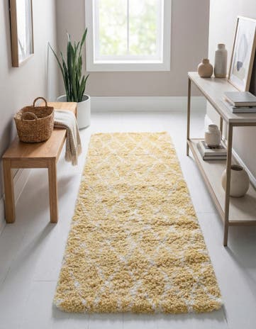 Yellow Moroccan Shag Runner Rug