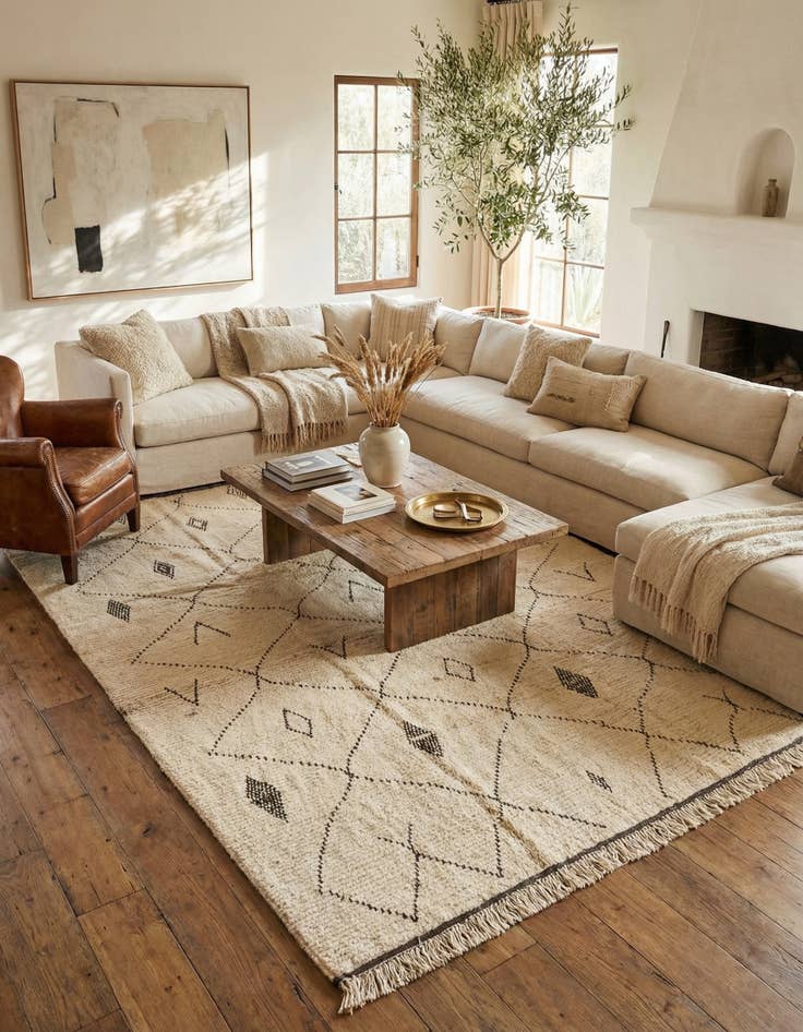 Detail image of 8' 1 x 11'  Hand Knotted Moroccan Wool Rug