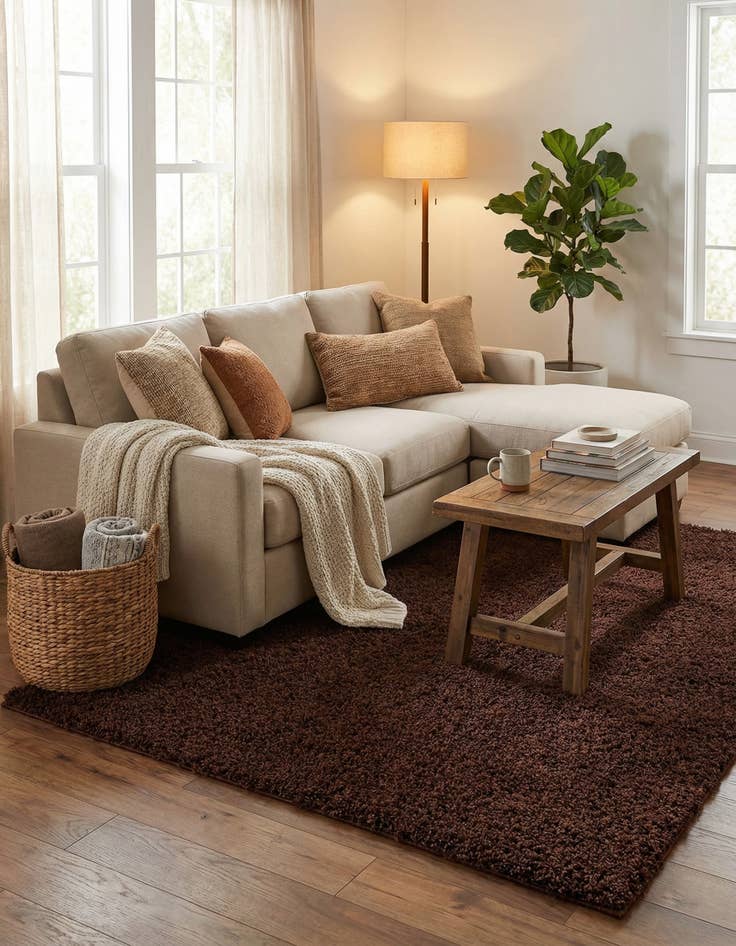 Detail image of  5' 3 x 8' Solid Shag Rug