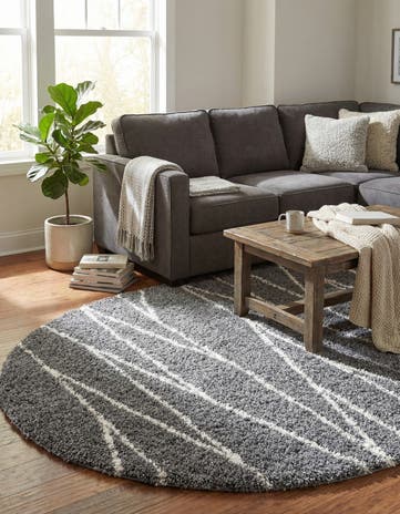 Gray Serenity Shag Oval Rug