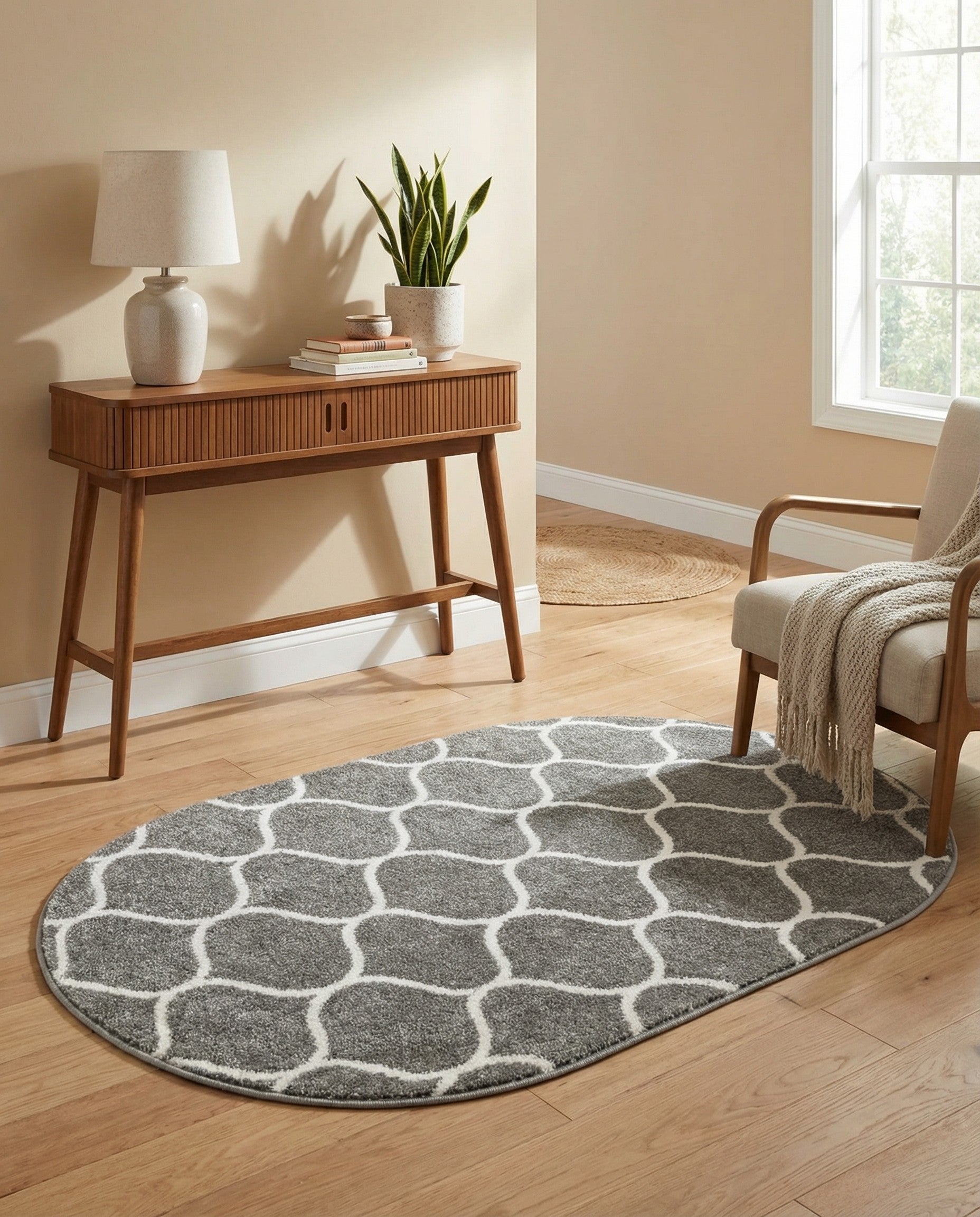  3' x 5' 3 Lattice Frieze Oval Rug