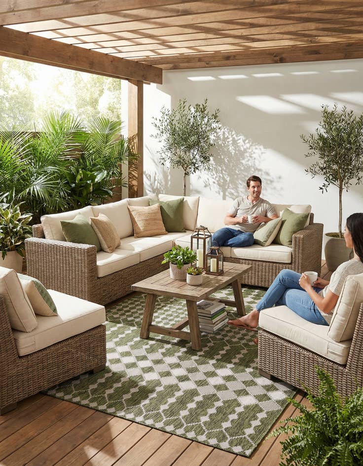 Detail image of 10' x 14'  Washable Trellis Indoor / Outdoor Rug