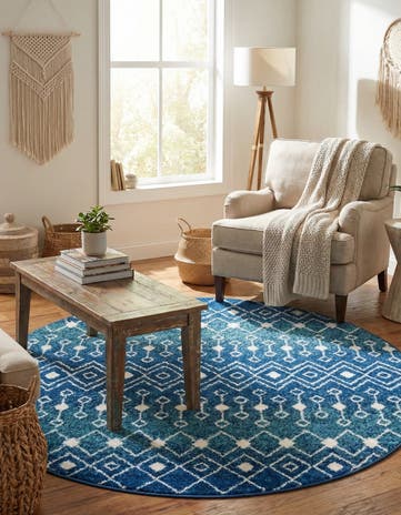 5' 3 x 5' 3 Moroccan Trellis Round Rug