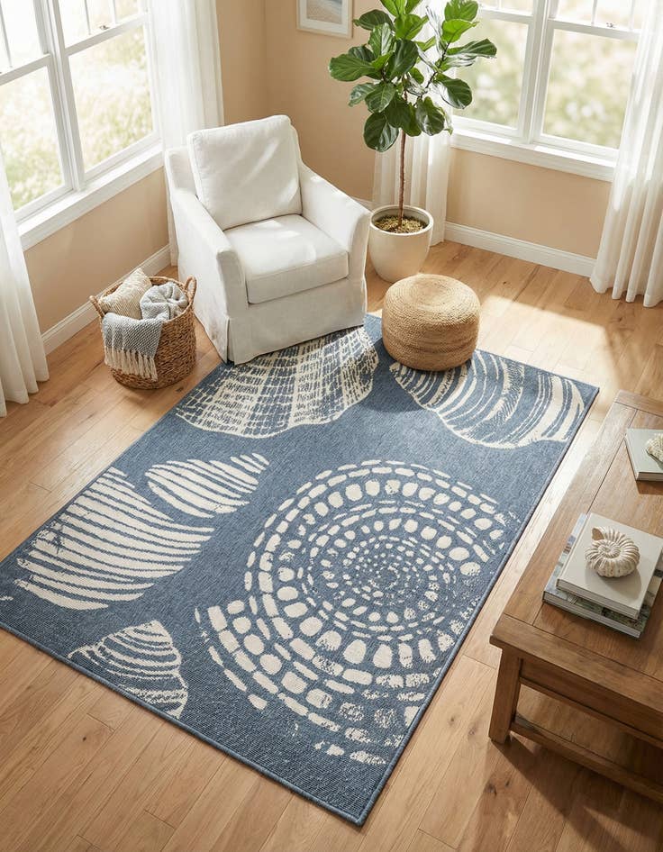 Detail image of 4' x 6'  Washable Coastal Indoor / Outdoor Rug