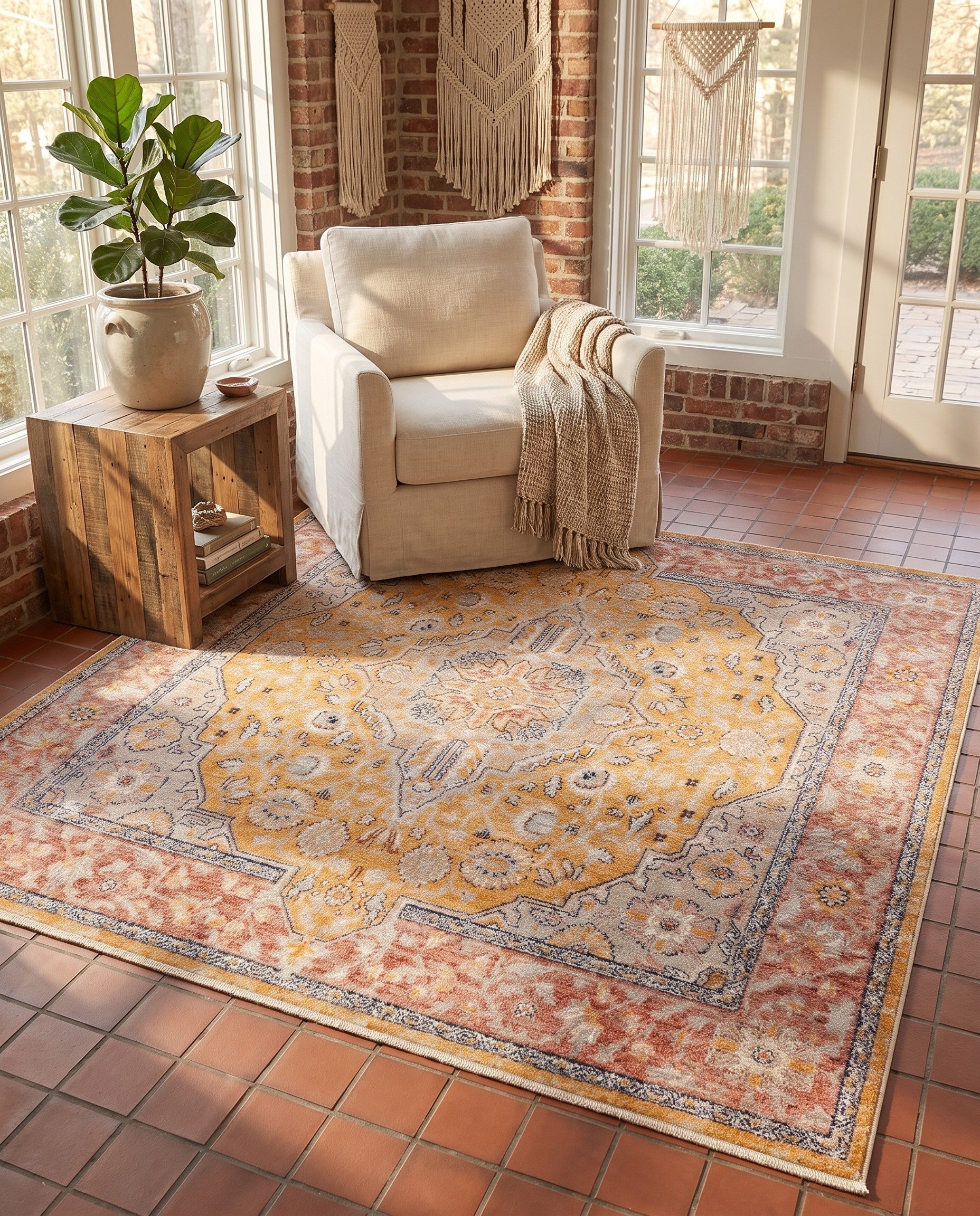 Yellow Lola Square Rug