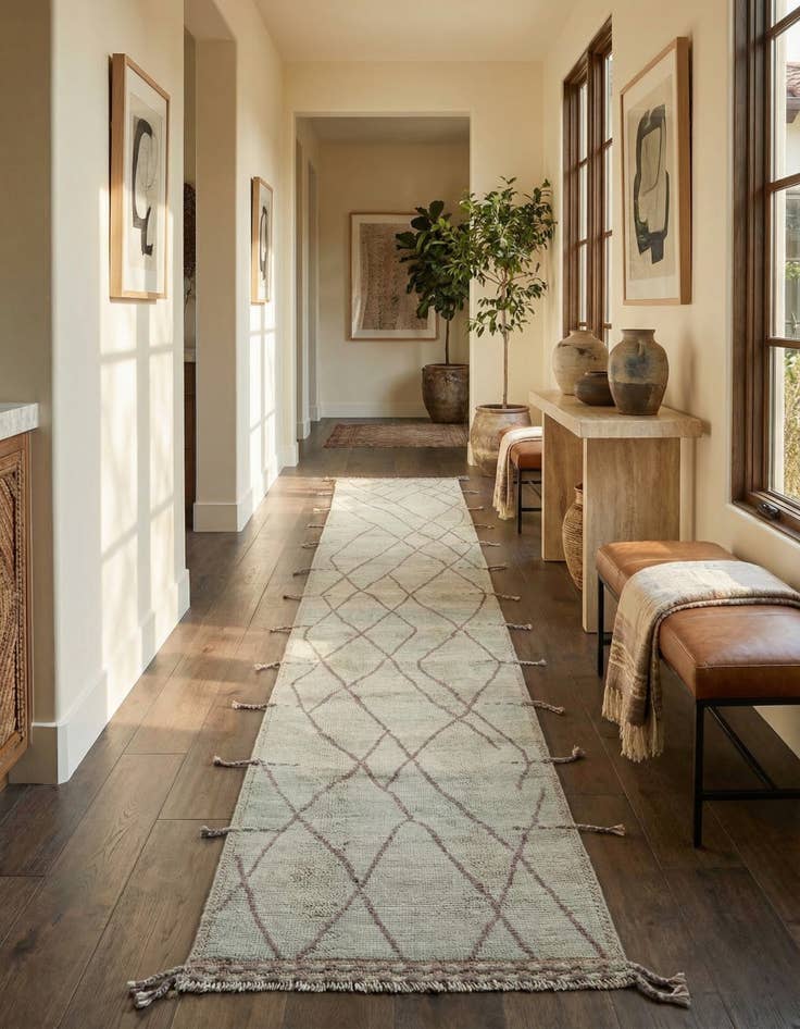 Detail image of 3' 1 x 18' 7 Hand Knotted Moroccan Wool Runner Rug