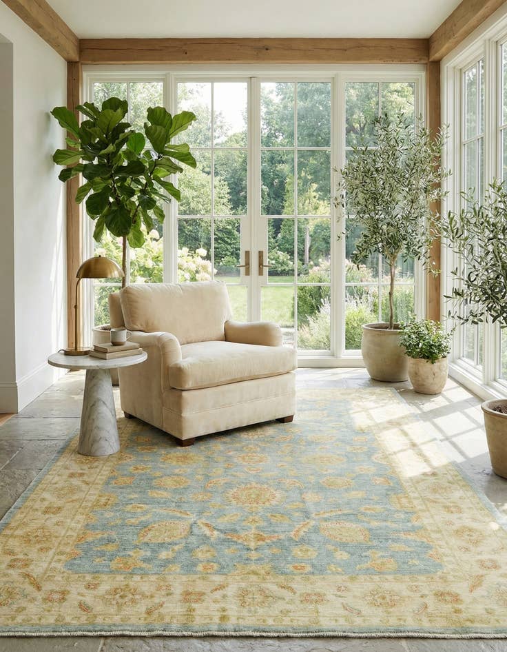 Detail image of  6' 7 x 9' 7  Hand Knotted Peshawar Ziegler Rug