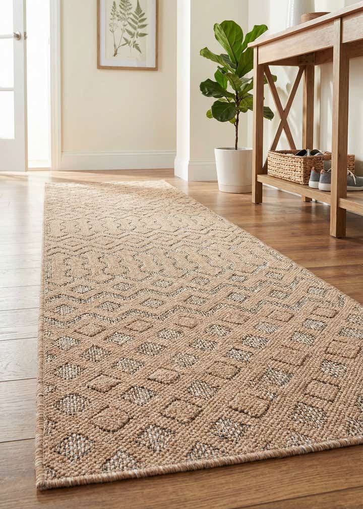 2' x 8' Easy-Clean Trellis Textured Indoor / Outdoor Runner Rug