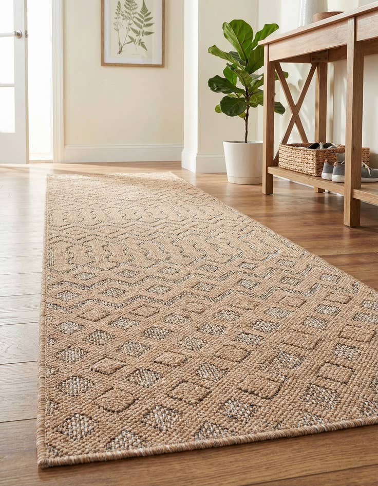 Detail image of 2' x 8'  Washable Trellis Textured Indoor / Outdoor Runner Rug