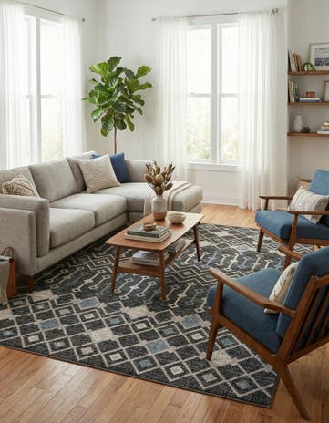 Charcoal Gray Eco Trellis Rug