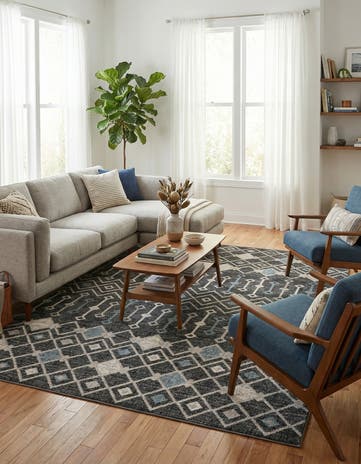 Charcoal Gray Eco Trellis Rug