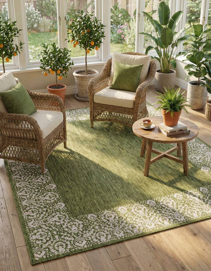 Detail image of 6' x 9'  Washable Border Indoor / Outdoor Rug