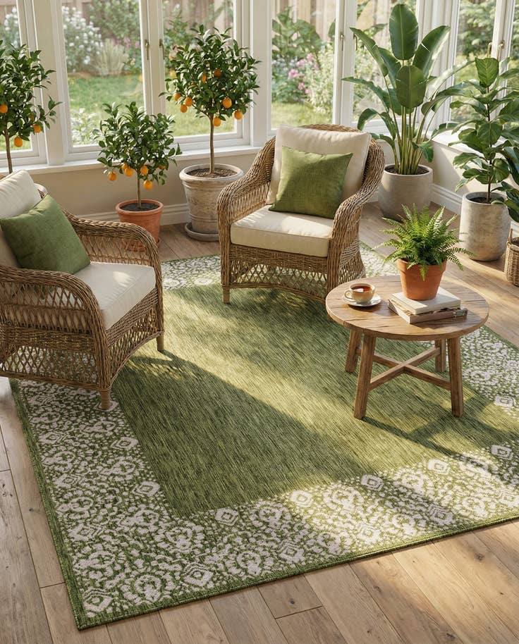 Detail image of 6' x 9' Easy-Clean Border Indoor / Outdoor Rug