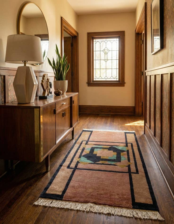Detail image of 3' 4 x 5' 10 Hand Knotted Tibet Oriental Wool Runner Rug