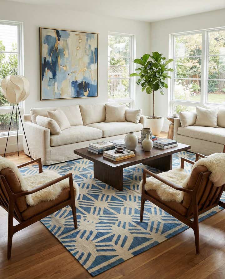 7' 3 x 9' 5 Hand Woven Kilim Modern Wool Rug