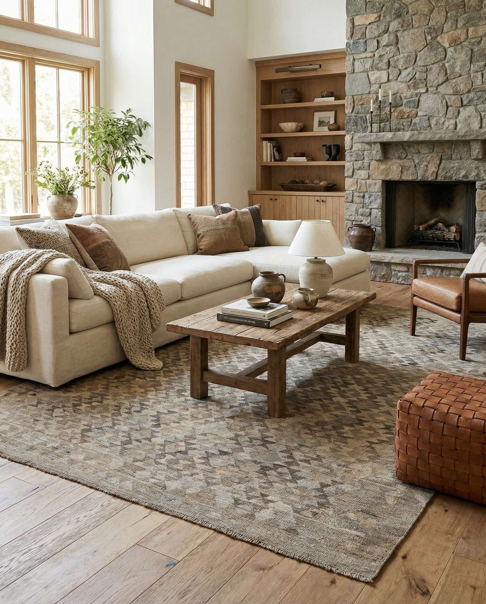 6' 9 x 9' 8 Hand Woven Kilim Maymana Wool Rug