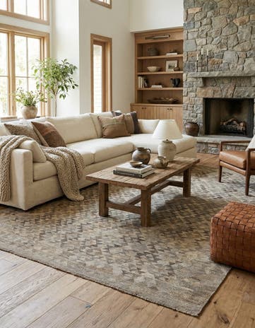 6' 9 x 9' 8 Hand Woven Kilim Maymana Wool Rug