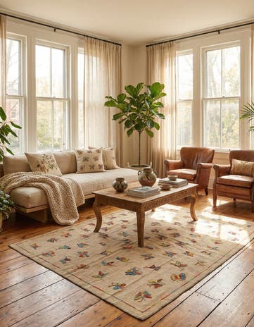 5' 9 x 7' 8 Hand Woven Kilim Suzani Wool Rug