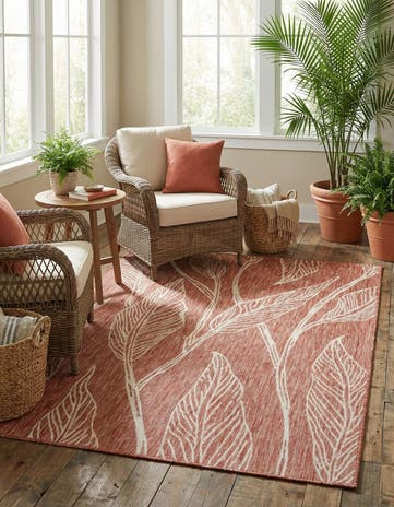 5' 3 x 8' Easy-Clean Botanical Indoor / Outdoor Rug