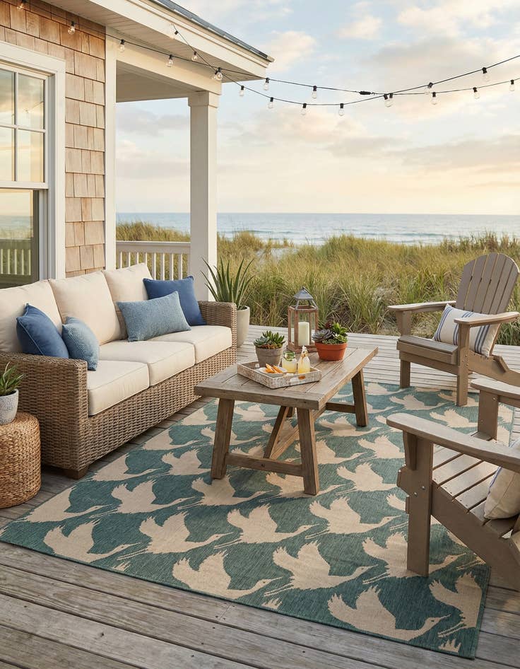 Detail image of 7' 10 x 10'  Washable Coastal Indoor / Outdoor Rug