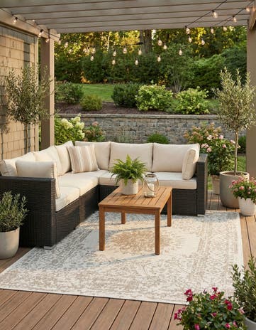 7' 10 x 10' Easy-Clean Traditional Indoor / Outdoor Rug