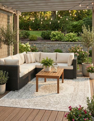 7' 10 x 10' Easy-Clean Traditional Indoor / Outdoor Rug