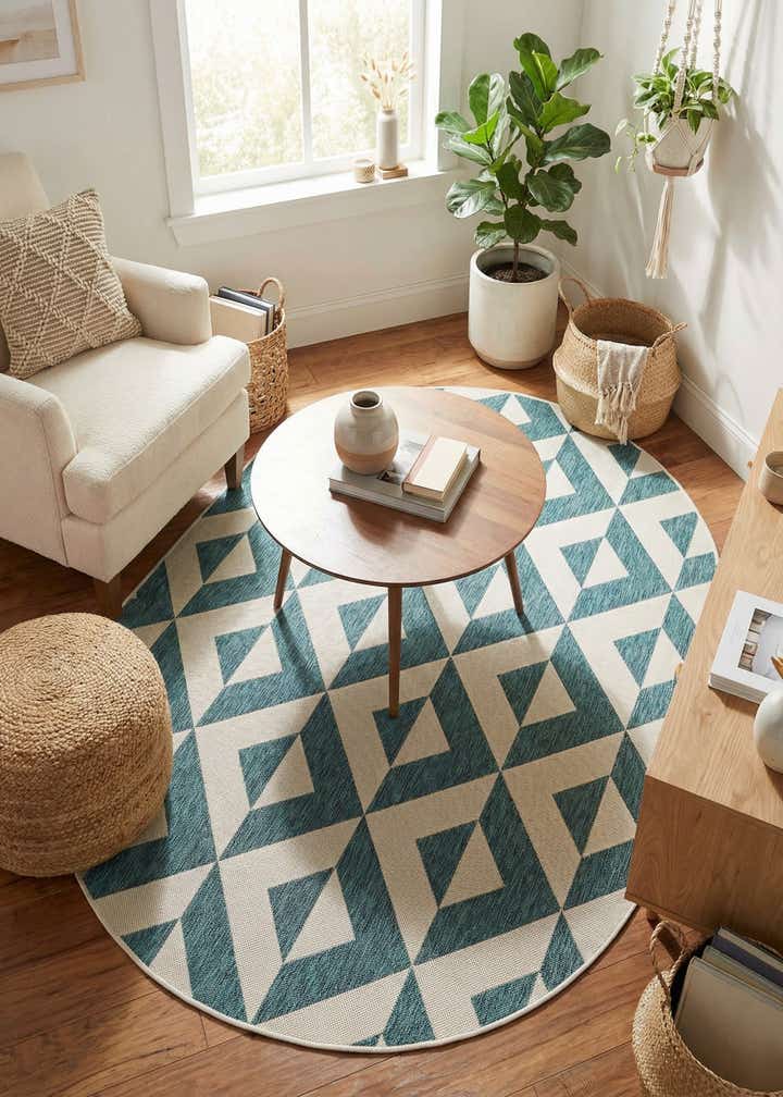 5' 3 x 8' Easy-Clean Jill Zarin Napa Indoor / Outdoor Oval Rug