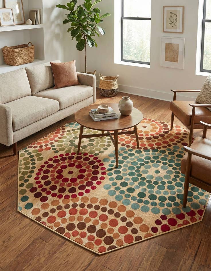Detail image of 7' 10 x 7' 10 Easy-Clean Modern Indoor / Outdoor Octagon Rug