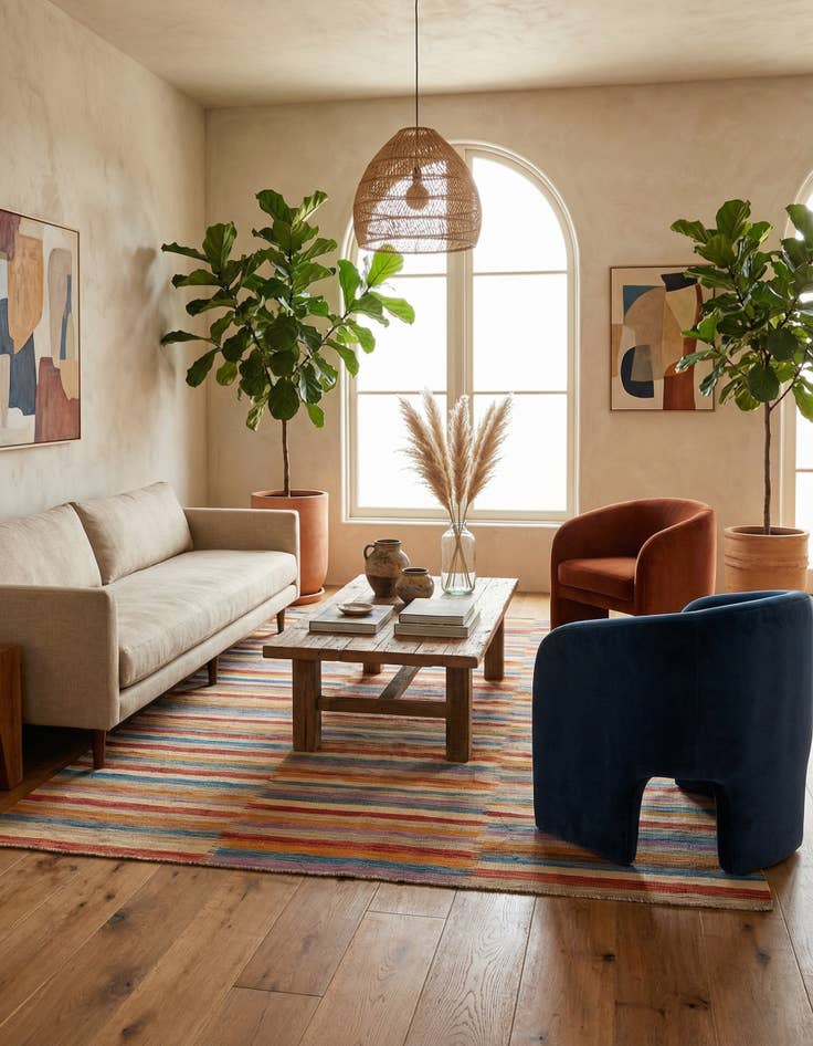 Detail image of 6' 10 x 9' 7  Hand Woven Kilim Modern Wool Rug