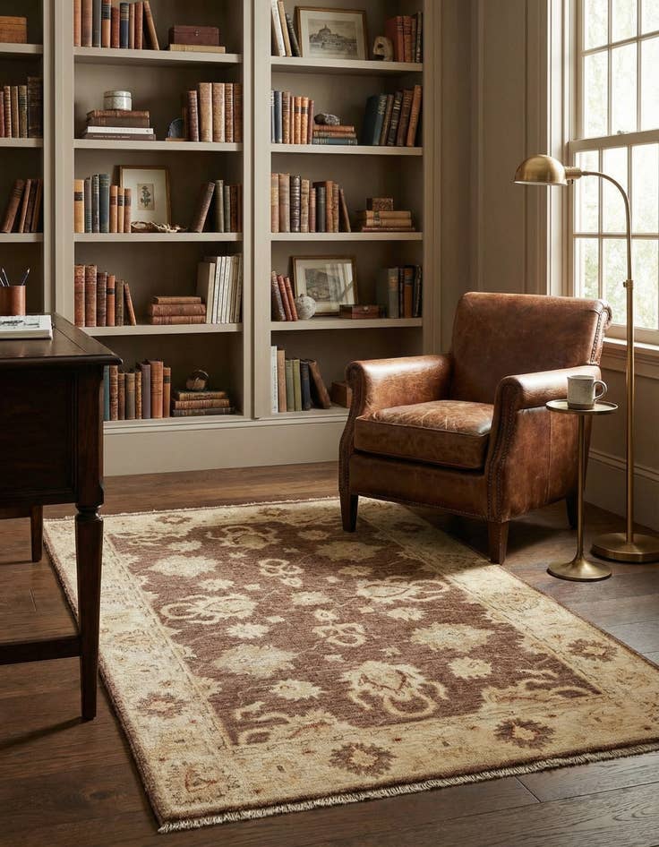 Detail image of 3' 4 x 4' 10  Hand Knotted Peshawar Ziegler Rug