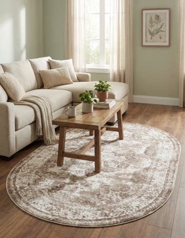 Beige Monte Carlo Oval Rug