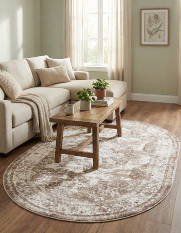 Beige Monte Carlo Oval Rug