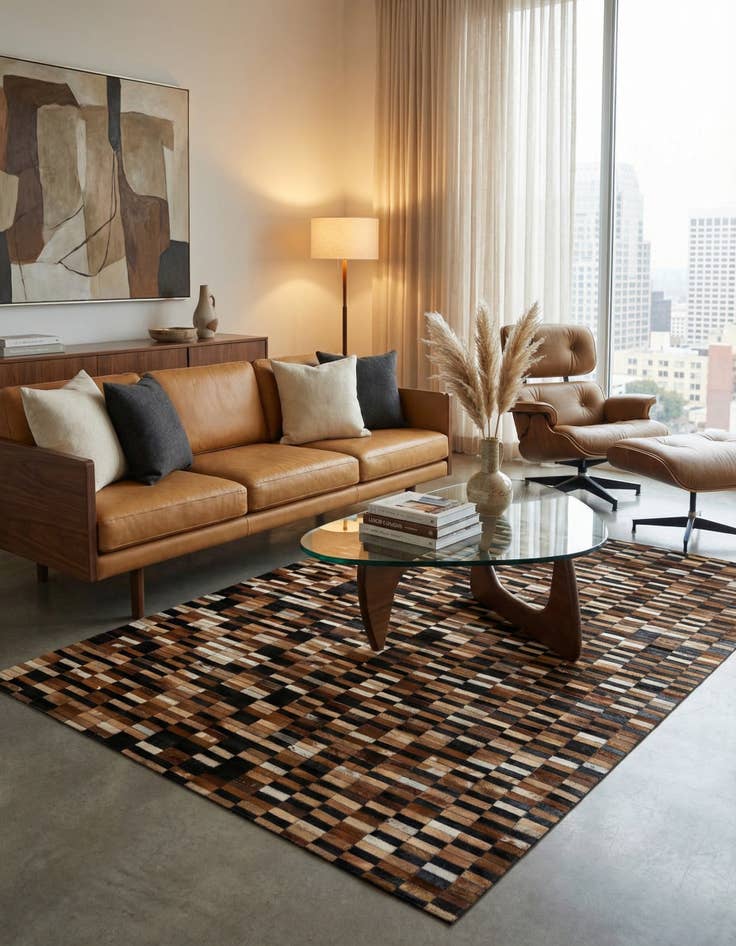 Detail image of  5' 2 x 8' 1 Cowhide - Patchwork Rug