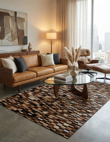 5' 2 x 8' 1 Cowhide - Patchwork Rug