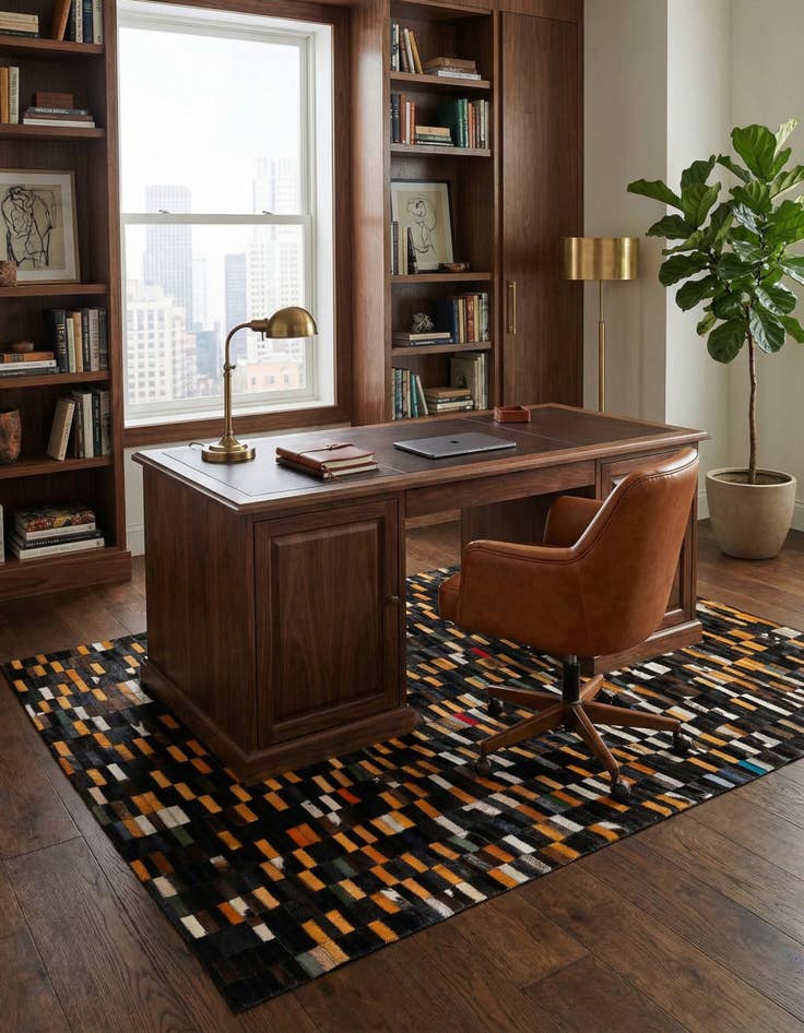 Detail image of  5' 3 x 8' Cowhide - Patchwork Rug