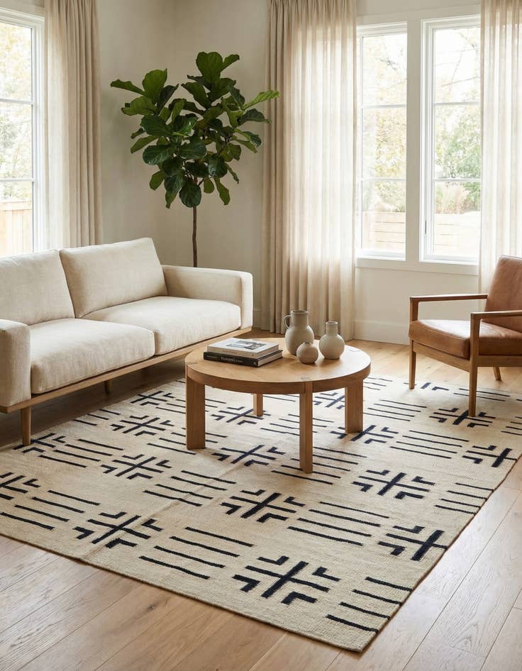 Detail image of 5' 3 x 6' 6  Hand Woven Kilim Modern Wool Square Rug