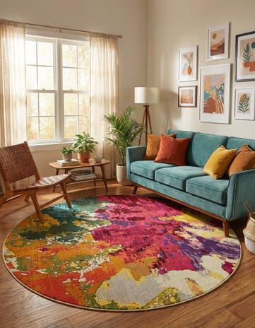 Washable Hyacinth Round Rug