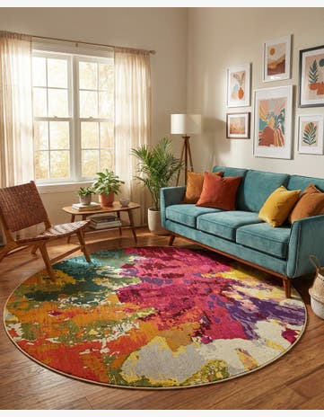 Washable Hyacinth Round Rug
