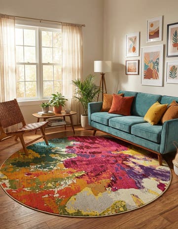 Washable Hyacinth Round Rug