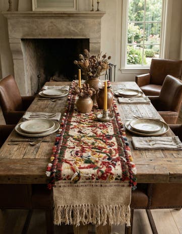 0' 7 x 4' 2 Hand Knotted Ghashghai Persian Table Runner Rug
