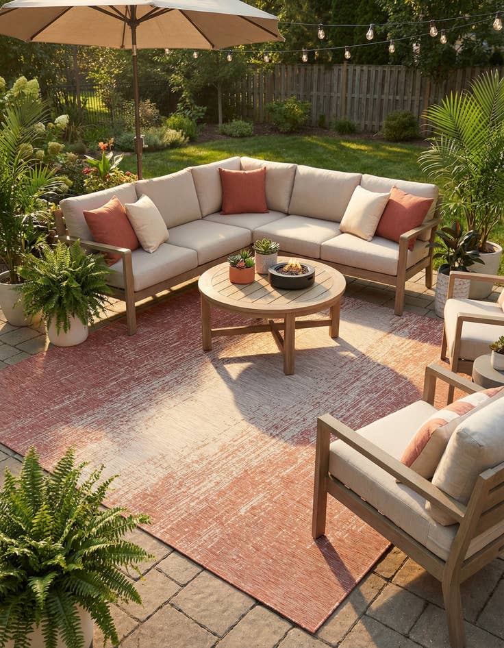 Detail image of  10' 8 x 10' 8  Washable Modern Indoor / Outdoor Square Rug