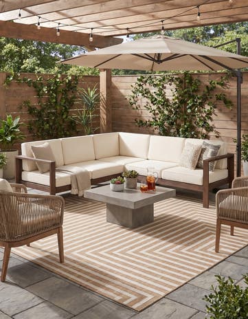 Taupe Easy-Clean Modern Indoor / Outdoor Square Rug