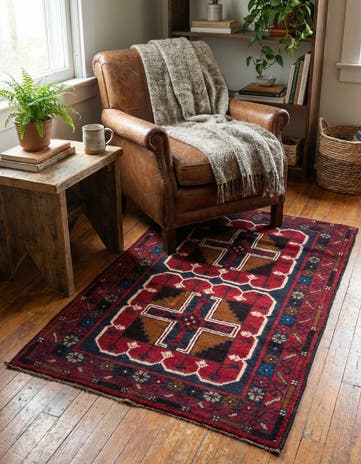 2' 9 x 4' 7 Hand Knotted Balouch Persian Wool Rug