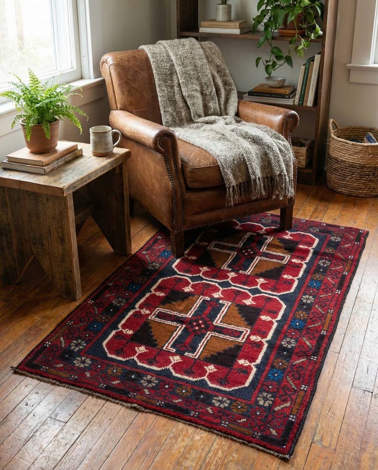 Detail image of 2' 9 x 4' 7 Hand Knotted Balouch Persian Wool Rug