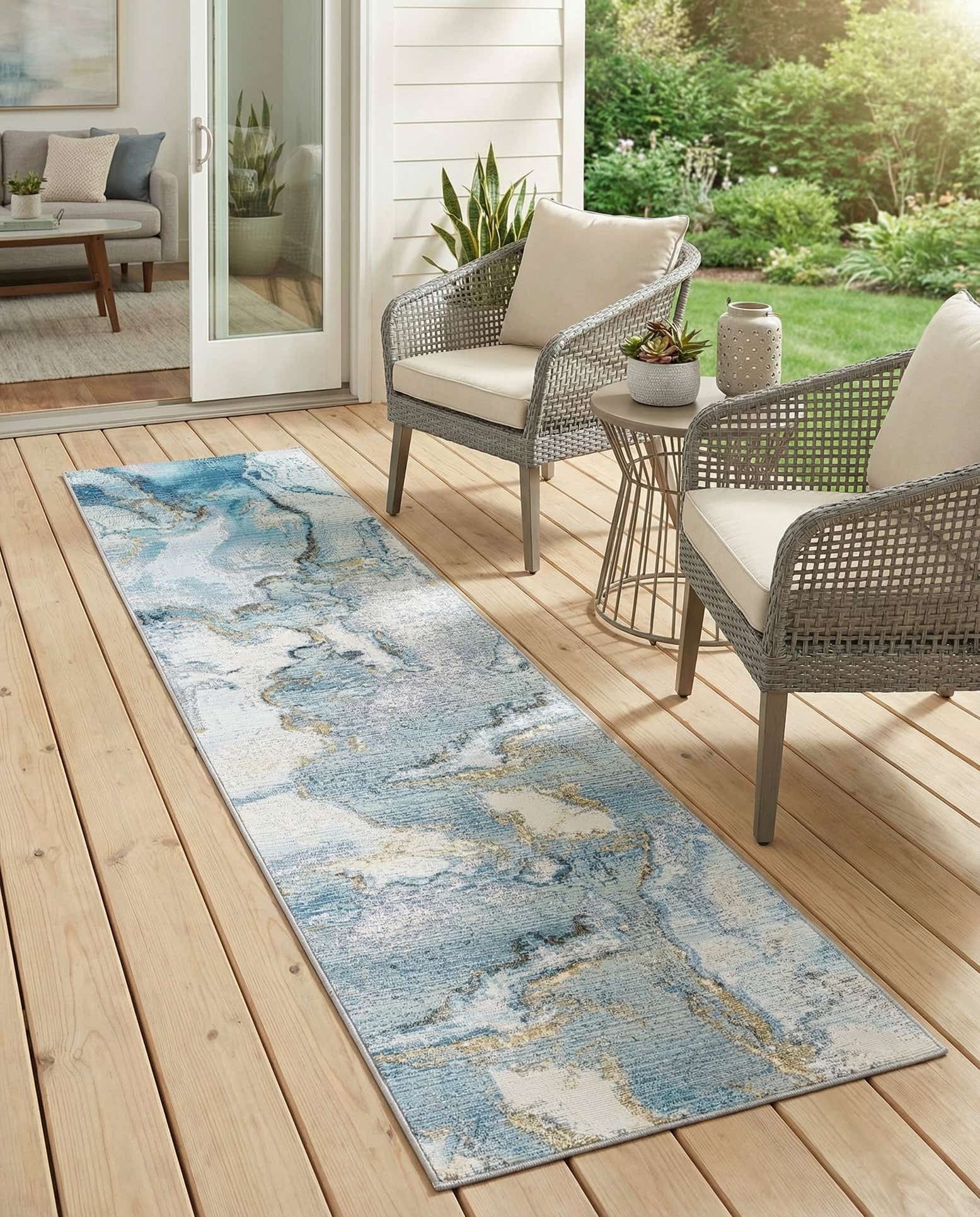 2' x 8' Easy-Clean Modern Indoor / Outdoor Runner Rug