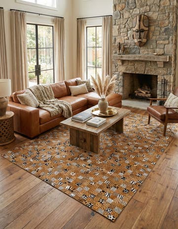 5' 1 x 8' Cowhide Leather Rug