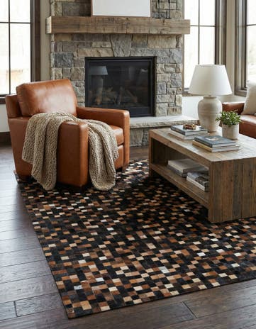 5' 1 x 7' 10 Cowhide Leather Rug
